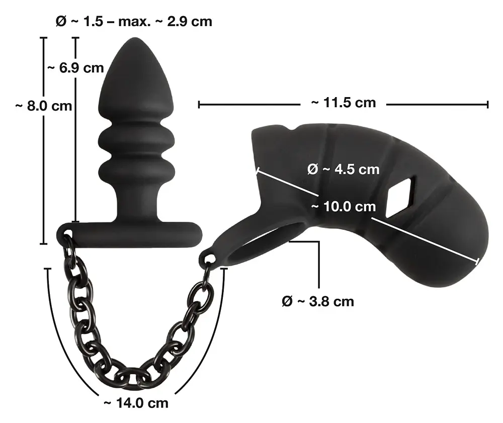 Пояс вірності для чоловіків Black Velvets Cock Cage With a Butt Plug 11.5 см чорний - фото 6
