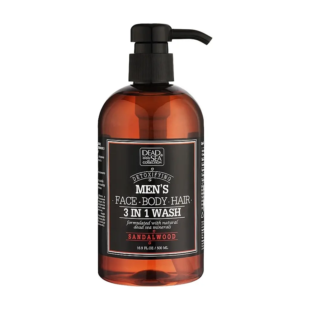Гель для душа Dead Sea Collection Sandalwood мужской 3 в 1 для тела, волос и лица 500 мл (7290119481446)