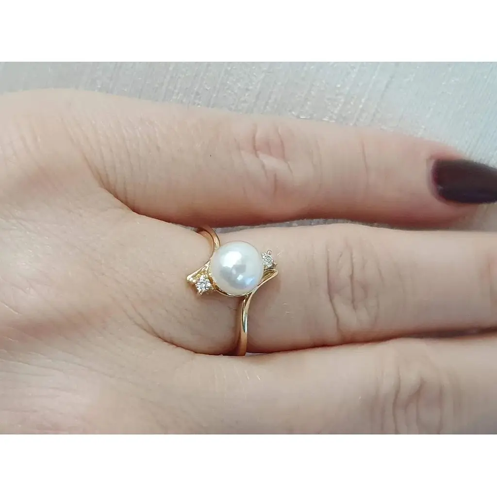 Золоте кільце Гаразд з діамантами і перлами. 3022230 17 - фото 2