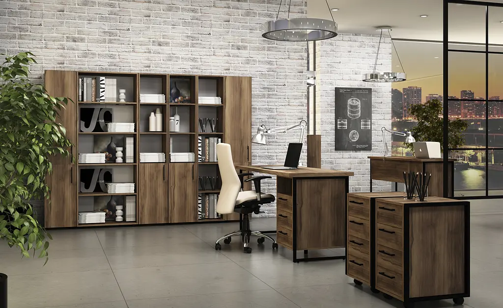 Тумба мобильная лофт ОП-451 Orange-Line 450х400х650 Черный/Дуб Эвок прибрежный - фото 2