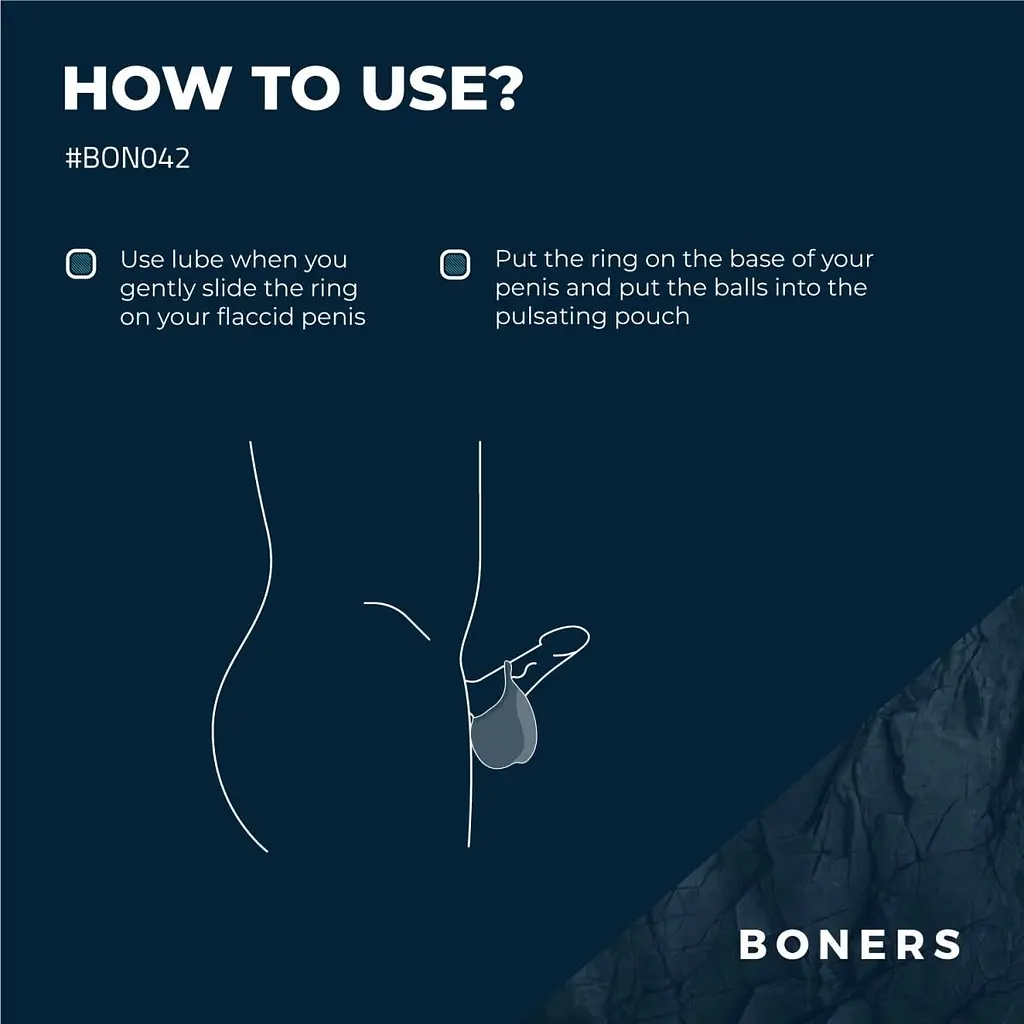 Ерекційне кільце Boners Stimulating Ball Pouch, 3.8 см (синій) - фото 12
