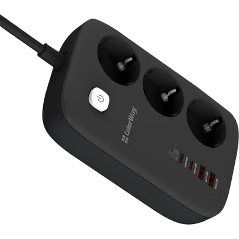 Мережевий фільтр живлення ColorWay CW-CHE34PDB 3 роз/4USB GaN3 Pro (CW-CHE34PDB) - фото 6