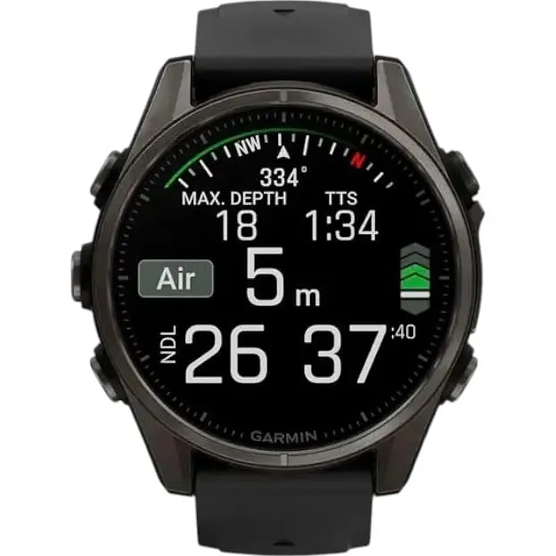 Смарт-часы Garmin Fenix 8 Amoled Sapphire Carbon Gray DLC Tit. w. Black/Pebble Gray S. Band 43 mm (010-02903-20) - фото 3