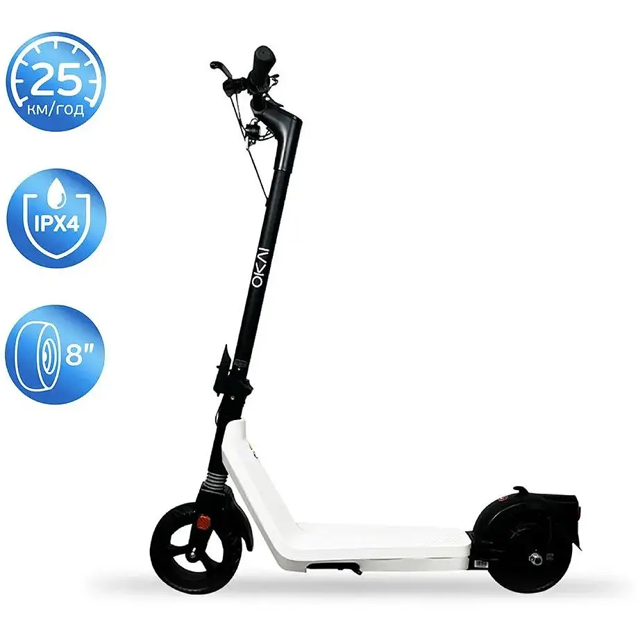 Электросамокат OKAI Zippy ES50C складной 250/500W 5.2Ah скорость 25 км/ч пробег до 25 км колеса 8'' нагрузка 75 кг Black - фото 3