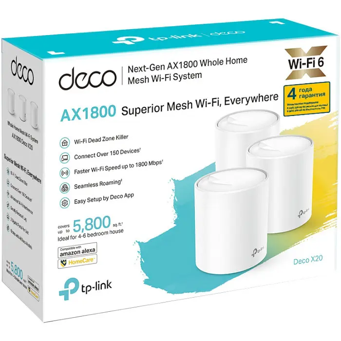Mesh-система TP-Link Mesh Deco X20 AX1800 3Pcs White 802.11ax (DECO X20(3-PACK)) - фото 4