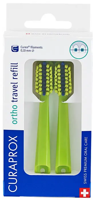 Сменные насадки к дорожному набору для брекетов Curaprox Ortho Travel Refill зеленые 2 шт. - фото 2