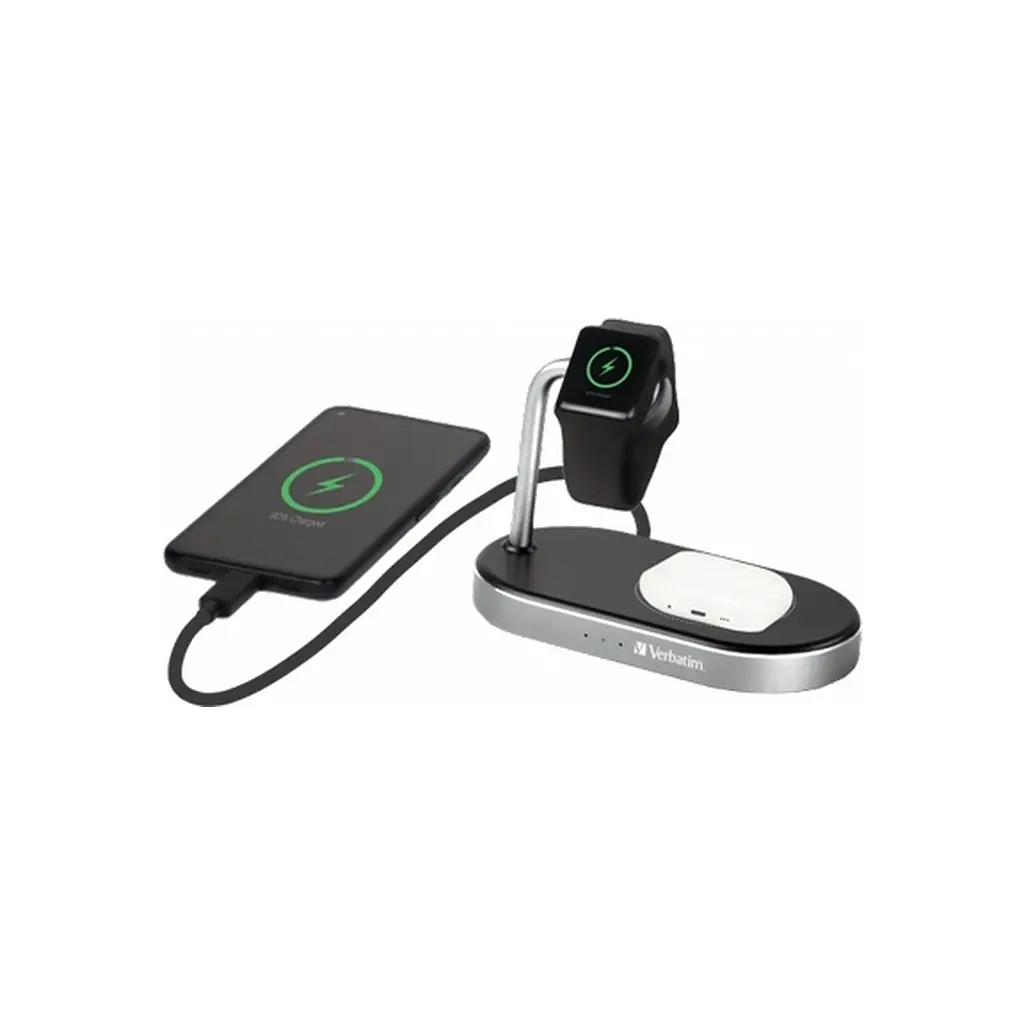 Зарядний пристрій Verbatim 3in1 Apple Watch and iPhone Charging Stand (49556) - фото 7