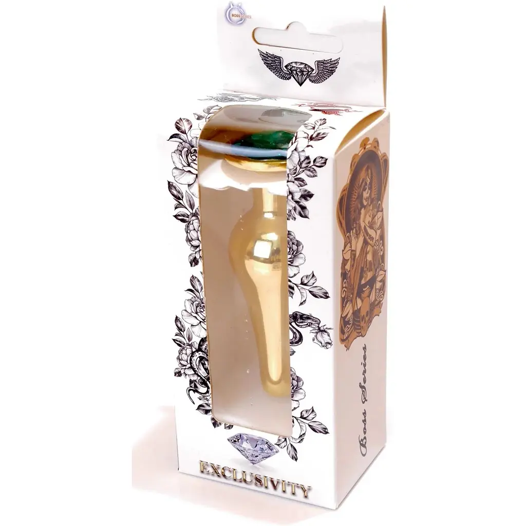 Анальна пробка Boss Of Toys Boss Series - Jewellery Gold Butt Plug Green, BS6400069, Золотий / Зелений - фото 8