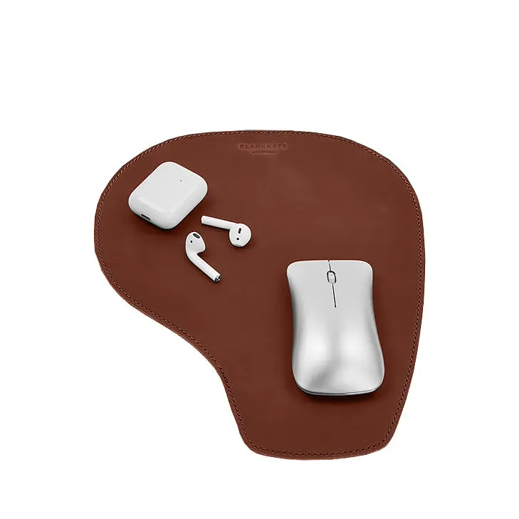 Коврик для мышки "Грушка" из натуральной кожи светло-коричневый Crazy Horse - фото 8