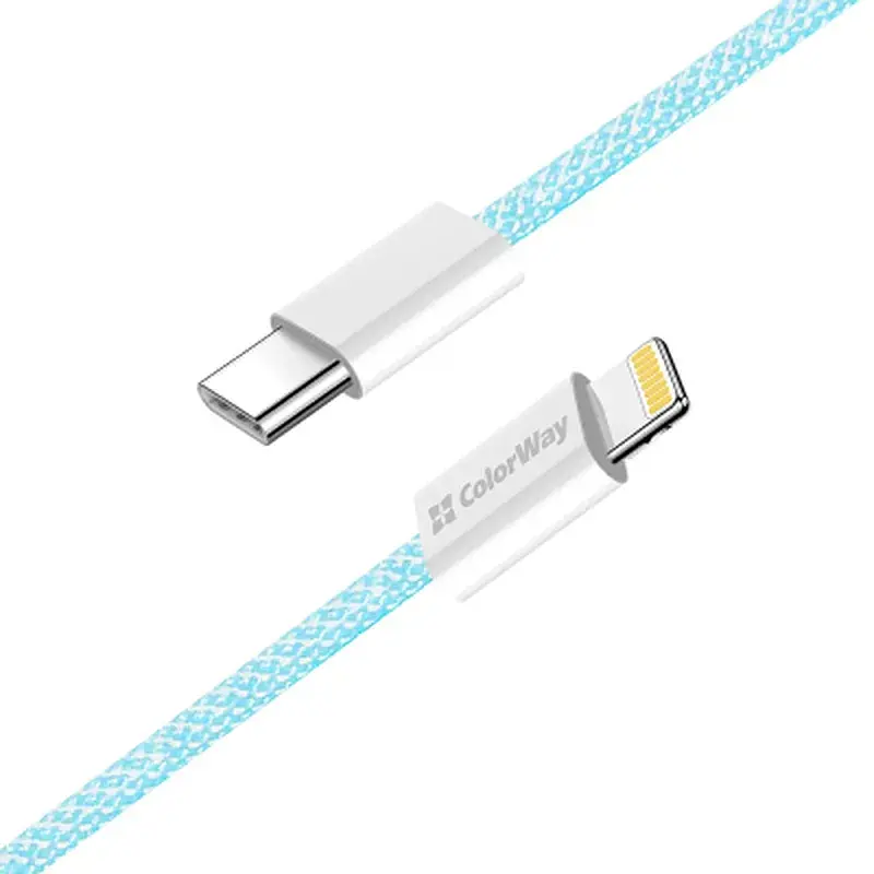 Дата кабель USB-C to Lightning 1.0m 27W blue ColorWay (CW-CBPDCL061-BL) - фото 5