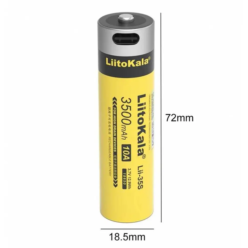 Акумулятор 18650 LiitoKala 3500mAh li-ion (Lii-35S type c) - фото 3