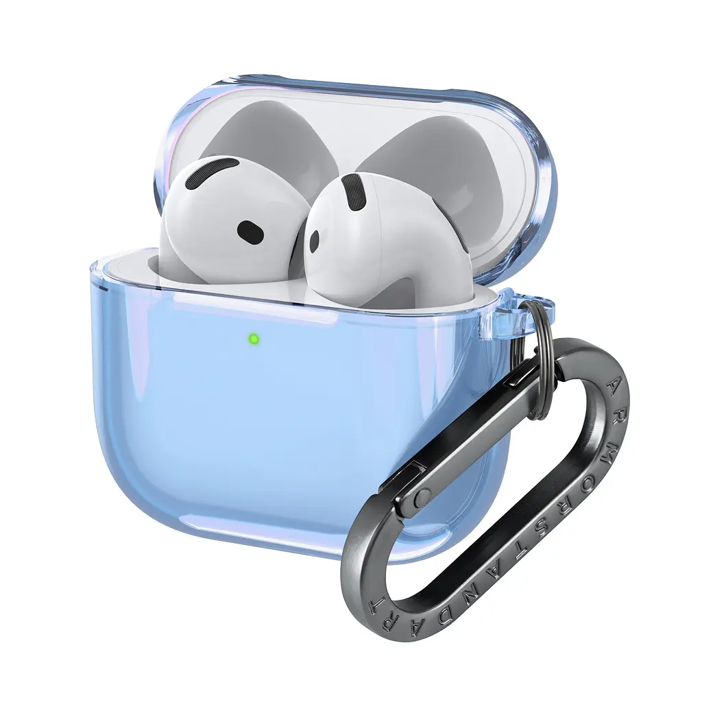 Чохол для навушників Apple AirPods 4, синій, Air, термополіуретан (TPU), протиударний, захист від подряпин, пилу і ударів, футляр з карабіном для кріплення, точні вирізи для доступу до роз"ємів, ArmorStandart (ARM82615) - фото 2
