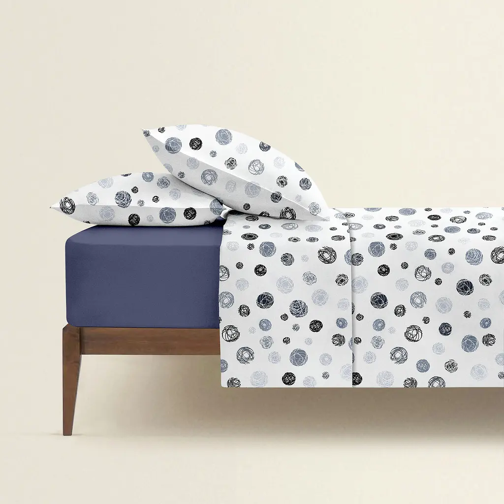 Комплект постельного белья Cosas Yarn balls CS4 Семейный серый (ThreadBallsGrey_87DarkBlue_160x2) - фото 2