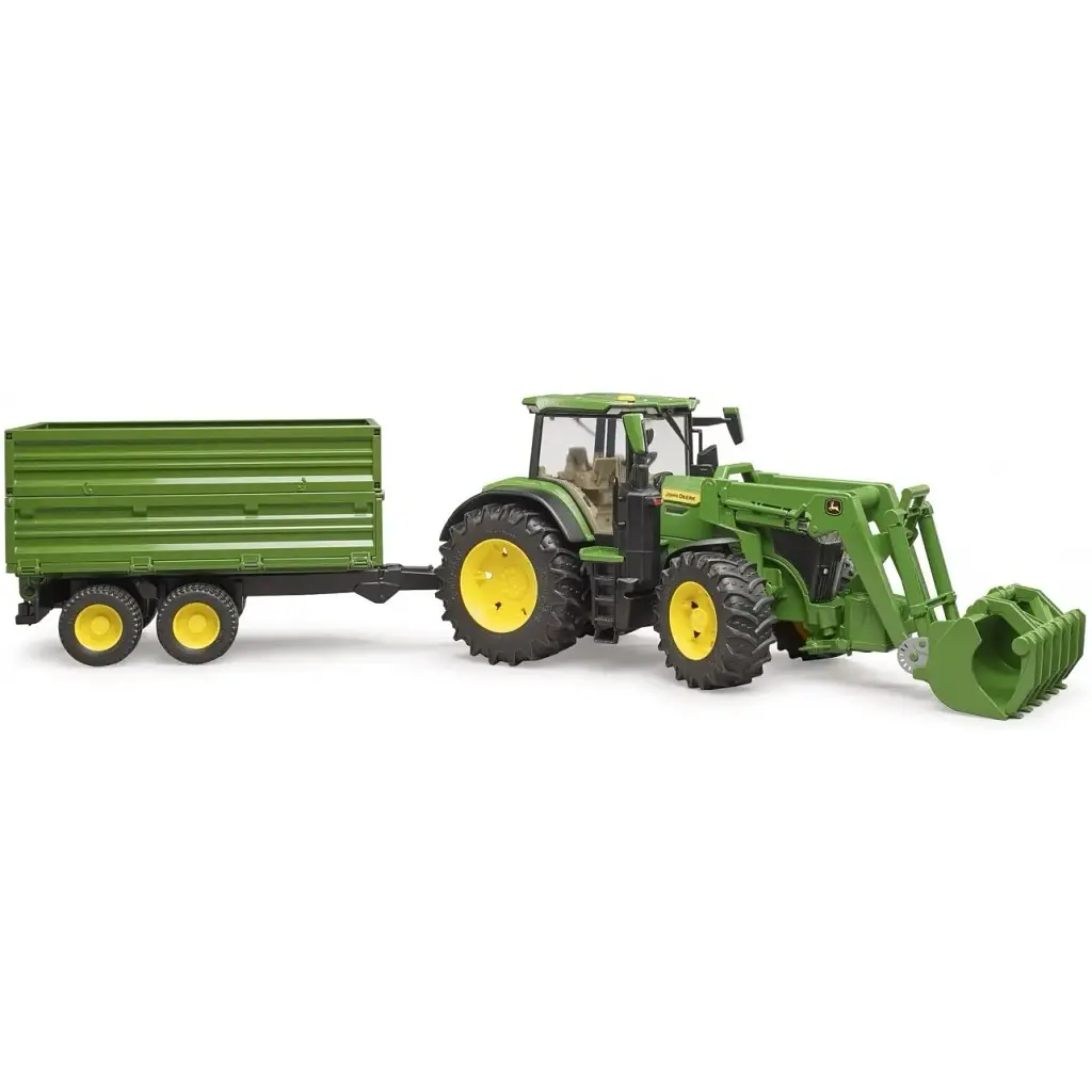 Трактор Bruder John Deere з причепом краном та колодами 1:16 (03154) - фото 7