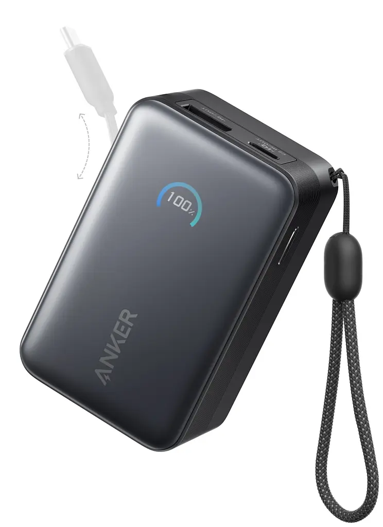 Портативний зарядний пристрій Nano - 10000 mAh 45W Built-In USB-C Cable Black Anker teh0027048 - фото 2