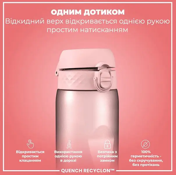 Бутылка для воды ION8 1000 мл BPA Free Times To Drink (ЭКО бутылка) Periwinkle &amp;Rose (I8RF1000PPRMOT) - фото 2