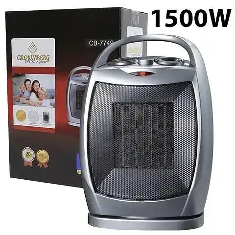 Тепловентилятор Crownberg CB-7749 побутовий обігрівач дуйчик з функцією обертання 1500 Вт Grey - фото 4