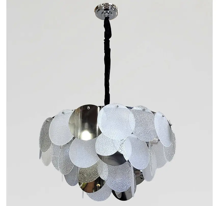 Декоративна підвісна люстра Artlight 21822/600CH хромована на 14 ламп E14 з прозорим і матовим білим склом. - фото 2