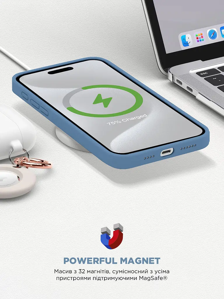 Силиконовый чехол с MagSafe для Apple iPhone 15 Pro, ICON2 MagCase, голубой, противоударный, панель с мягкой подкладкой, защита всего корпуса, поддержка беспроводной зарядки, совместим с защитными стеклами и пленками, ArmorStandart (ARM72758) - фото 9