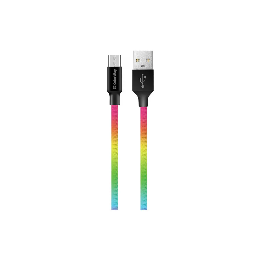 Дата кабель USB 2.0 AM to Micro 5P 1.0m multicolor ColorWay (CW-CBUM017-MC) - фото 2