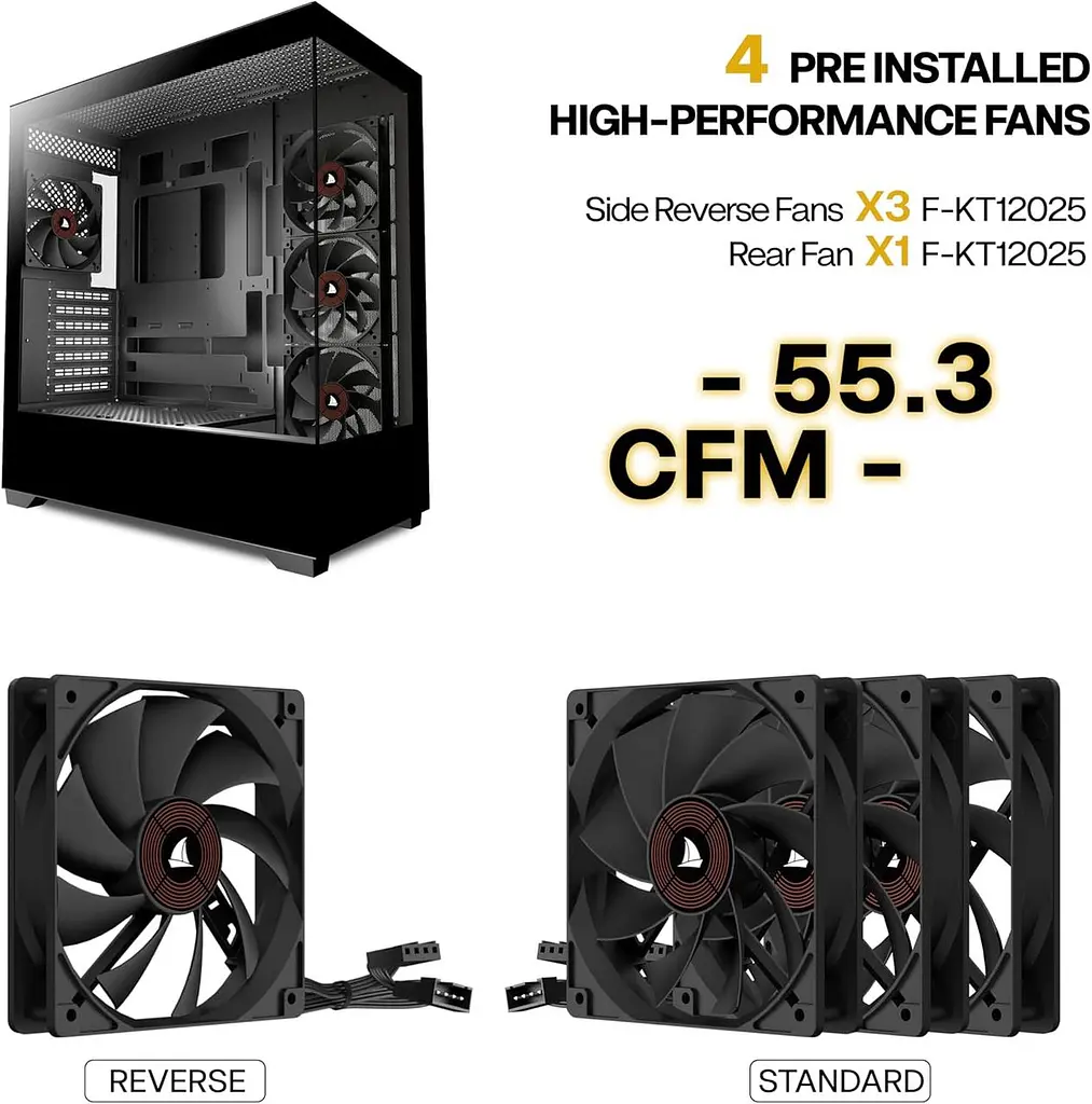 Комп'ютерний корпус KEDIERS P4 ATX Mid Tower з 4 вентиляторами - фото 9