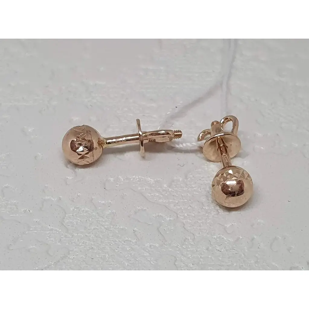 Золотые серьги-пуссеты Favoritum с алмазной гранью. 210115_5_2А - фото 3