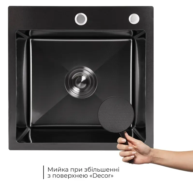Мийка для кухні інтегрована Lidz Handmade H4545HB Decor Black PVD Honeycomb 2,5/0,5 мм LDH4545HDECBLM49438 - фото 2