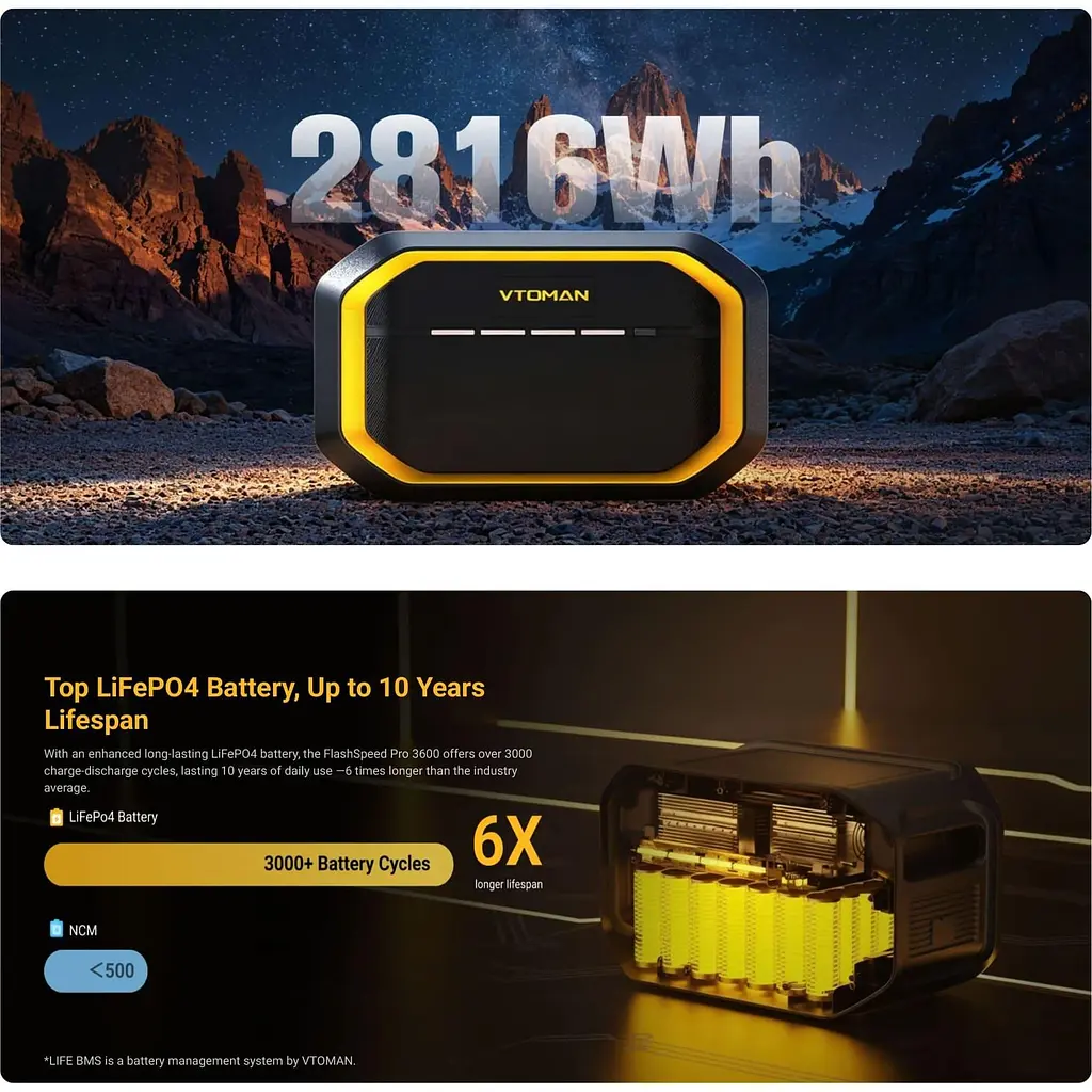 Додаткова батарея Vtoman FlashSpeed Pro 3600 LiFePO4, 2816 Вт/ч (FlashSpeedPro3600 Battery) - фото 6