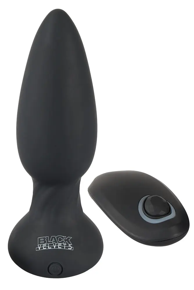 Анальна пробка Black Velvets Rotating Vibrating Plug 14 см (чорний) - фото 4