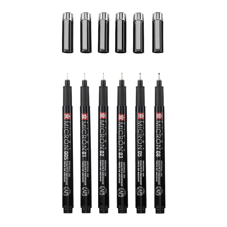 Набір лінерів Sakura PIGMA MICRON Black Edition, 6 шт.(005-08), чорний (8712079514792) - фото 2