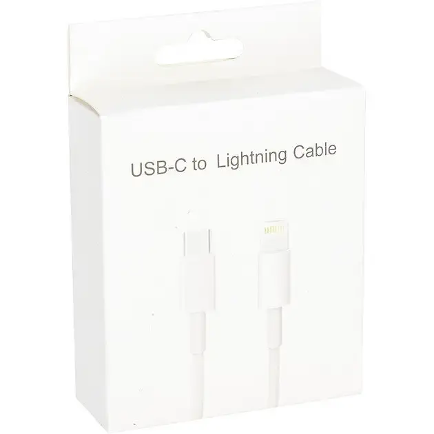 Кабель PowerPlant USB Type-C - Lightning 18W 1 м швидка зарядка iPhone білий - фото 3