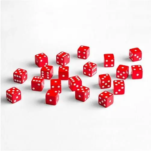 Набор кубиков Q-Workshop Full Pack of D6: Red&White (20 шт.) (S20606) - фото 3
