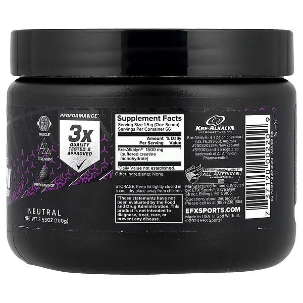 Kre-Alkalyn Creatine Monohydrate Kre-Alkalyn 100 грам Без смаку EFX Sports vit0006669 - фото 2
