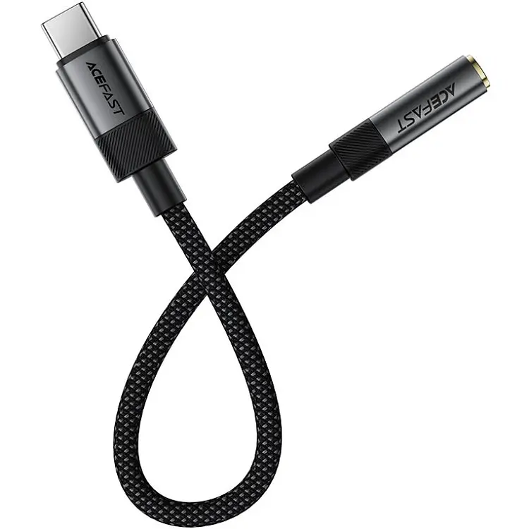 Перехідник USB-C 3.5 mm 15cm audio converter J12 Acefast чорний - фото 3