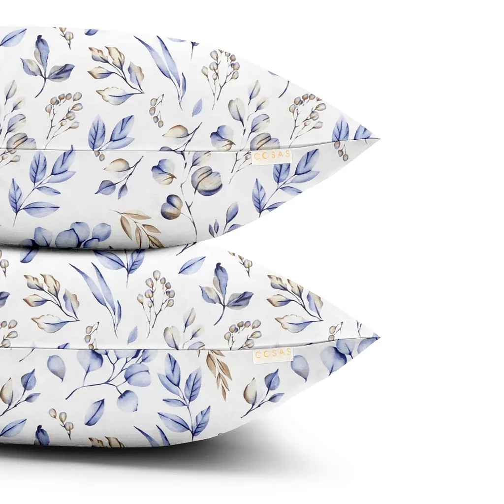 Комплект постільної білизни Cosas полуторний без простирадла STEPPE FLOWERS CS1 160 x 220 см (FoliageBeigeBlue_160_2) - фото 2