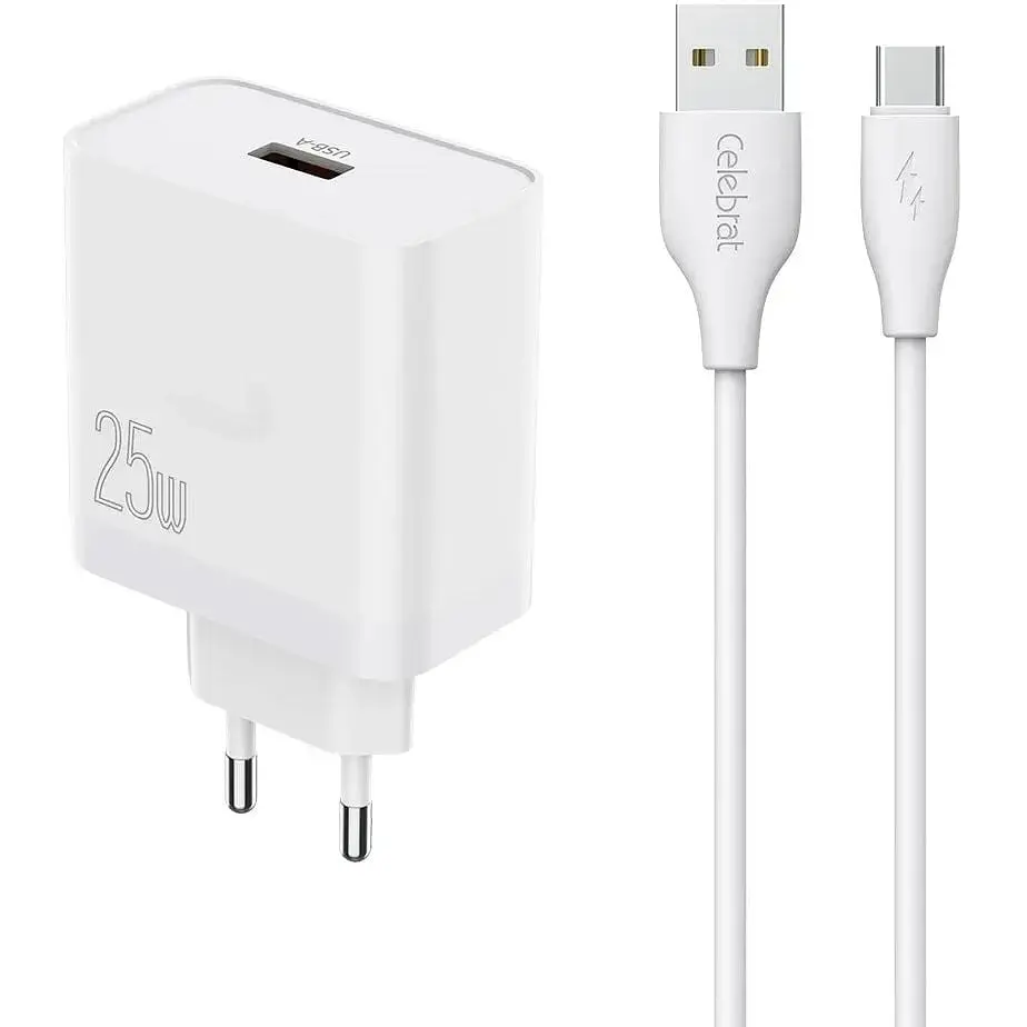Мережевий зарядний пристрій Celebrat C-H8-EU 25W Wall Charger + Type C Cable - фото 2