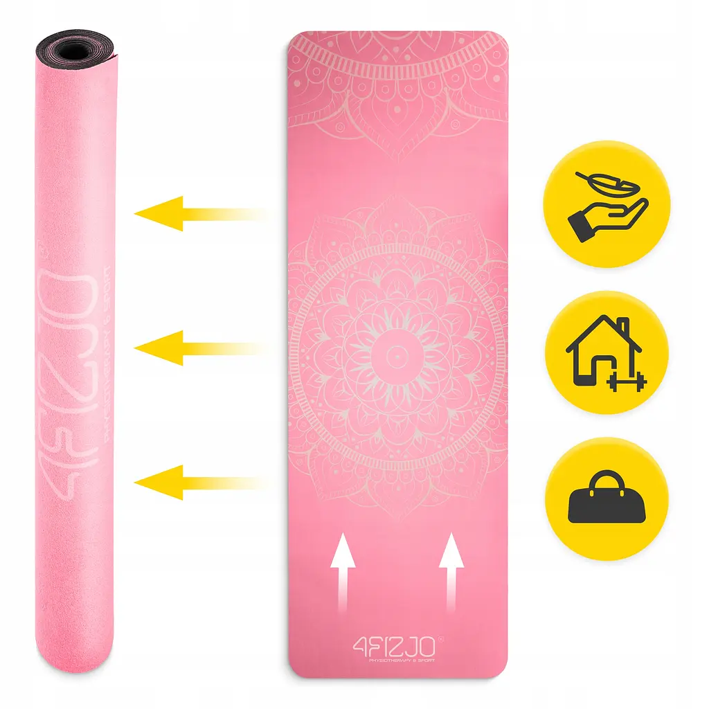 Килимок (мат) спортивний 4FIZJO замша 183 x 61 x 0.15 см для йоги та фітнесу Pink (P-5905973404419) - фото 7