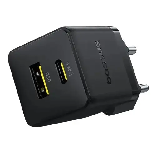 МЗП Baseus Palm Fast Charger Type-C+USB 20W + Cable Type-C to Type-C P101111608113-01 Black - фото 3