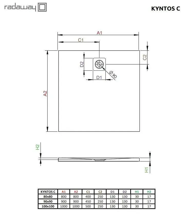 Душевой поддон Radaway Kyntos C 80x80 цвет черный HKC8080-54 - фото 2
