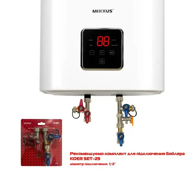 Водонагреватель Mixxus EWH-13080 CUBE WET(V) 80 л, 2 кВт, мокрый ТЭН, вертикальный, квадратный, белый (WH0612) - фото 2