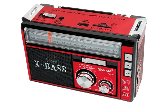 Радіоприймач акумулятор/220/батарейки Golon RX-381/2 USB+SD з ліхтариком LED Червоний (1756375736) - фото 5