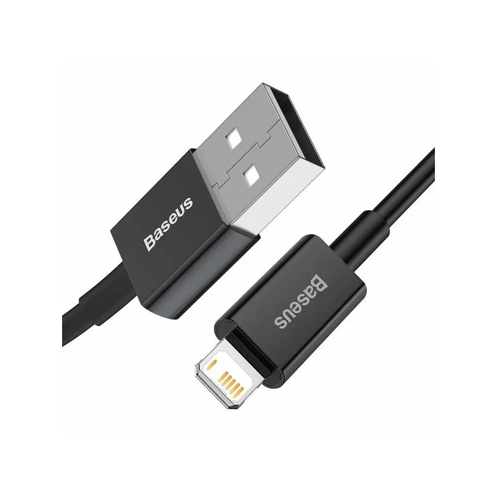 Дата кабель USB 2.0 AM to Lightning 1.0m 2.4A Superior Series Black Baseus (CALYS-A01) - фото 2