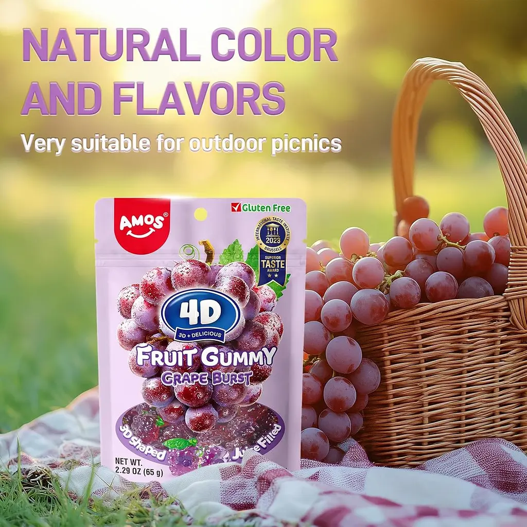 Желейні цукерки Amos 4D Gummy Candy Grape Burst 65г - фото 3