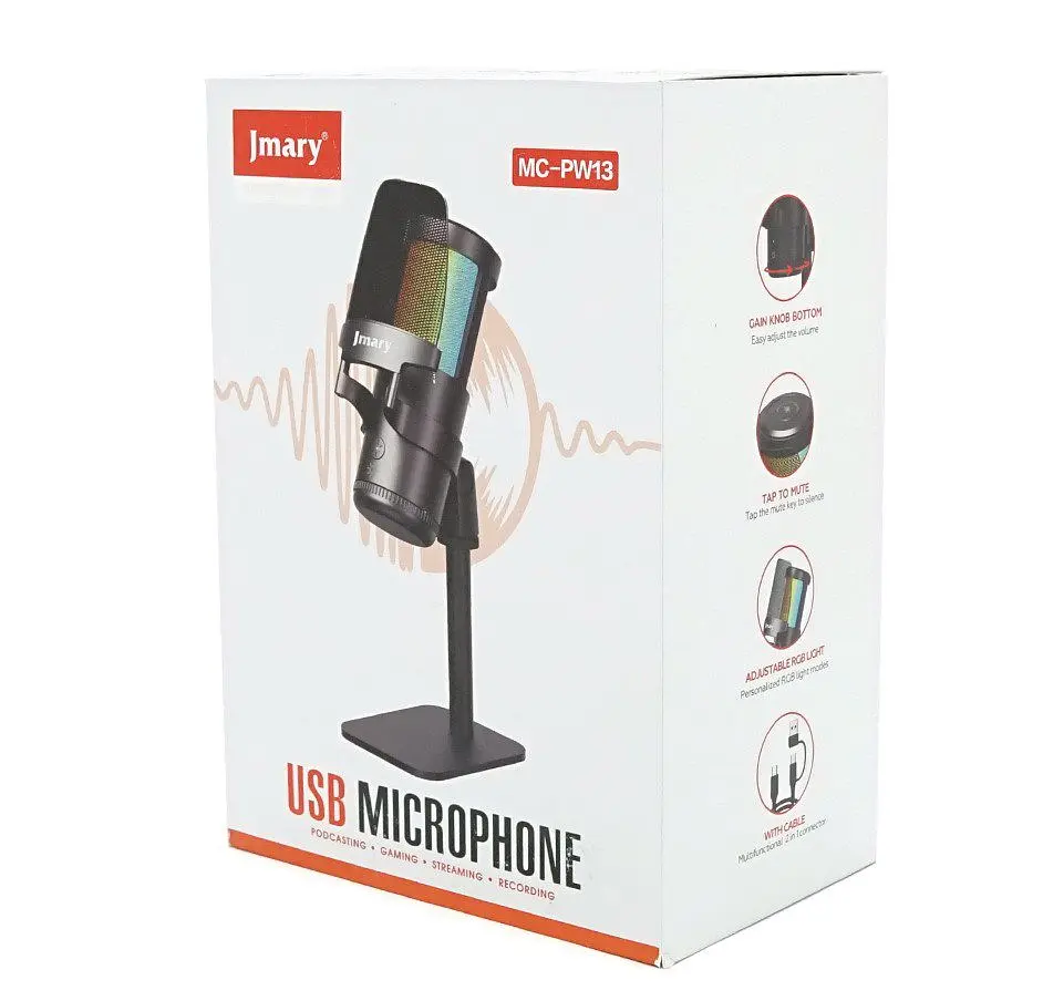 Професійний студійний конденсаторний мікрофон Jmary MCPW13 USB RGB Black - фото 4
