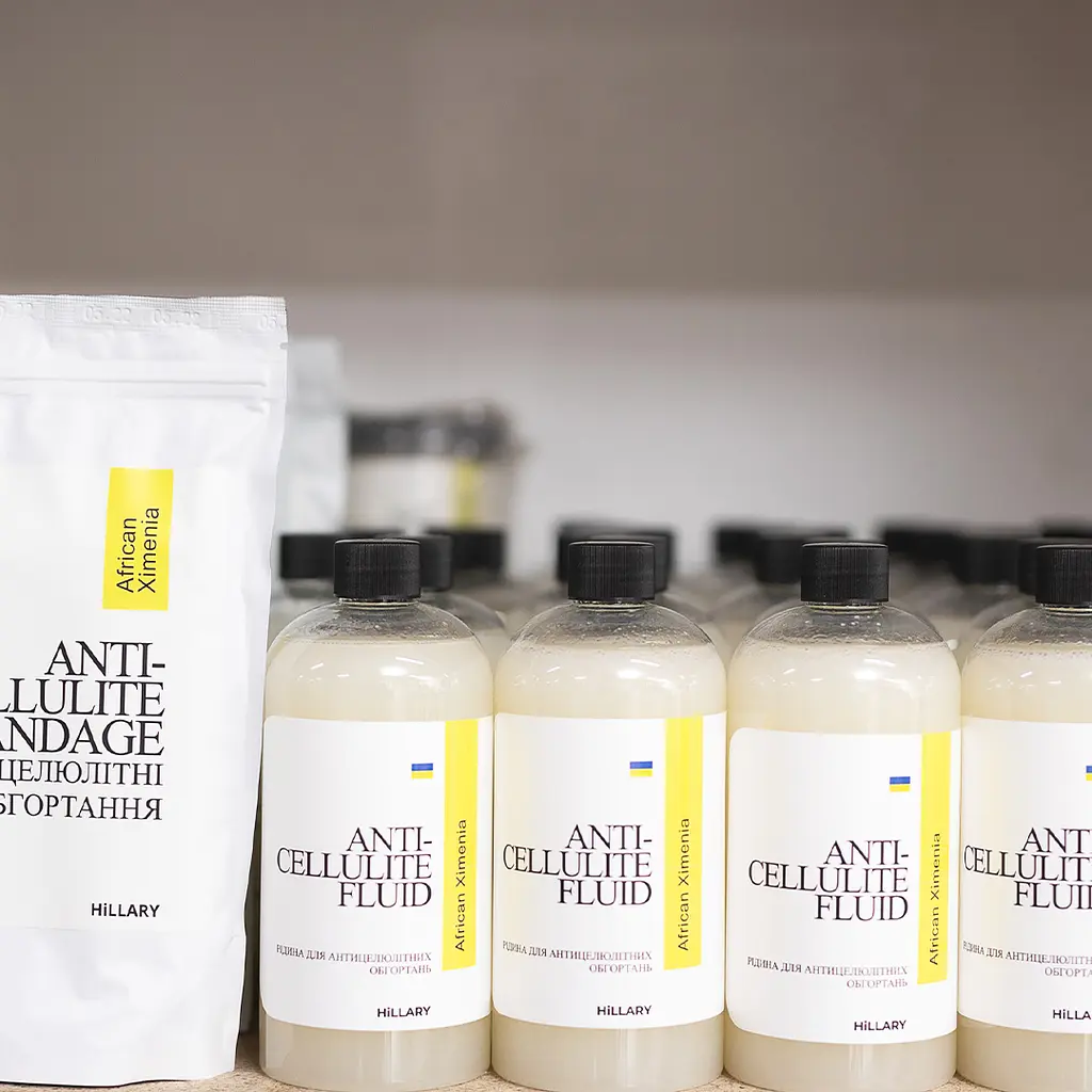 Набір Антицелюлітні обгортання + рідина з олією ксименії Anti-cellulite African Ximenia (6 процедур) Hillary - фото 3
