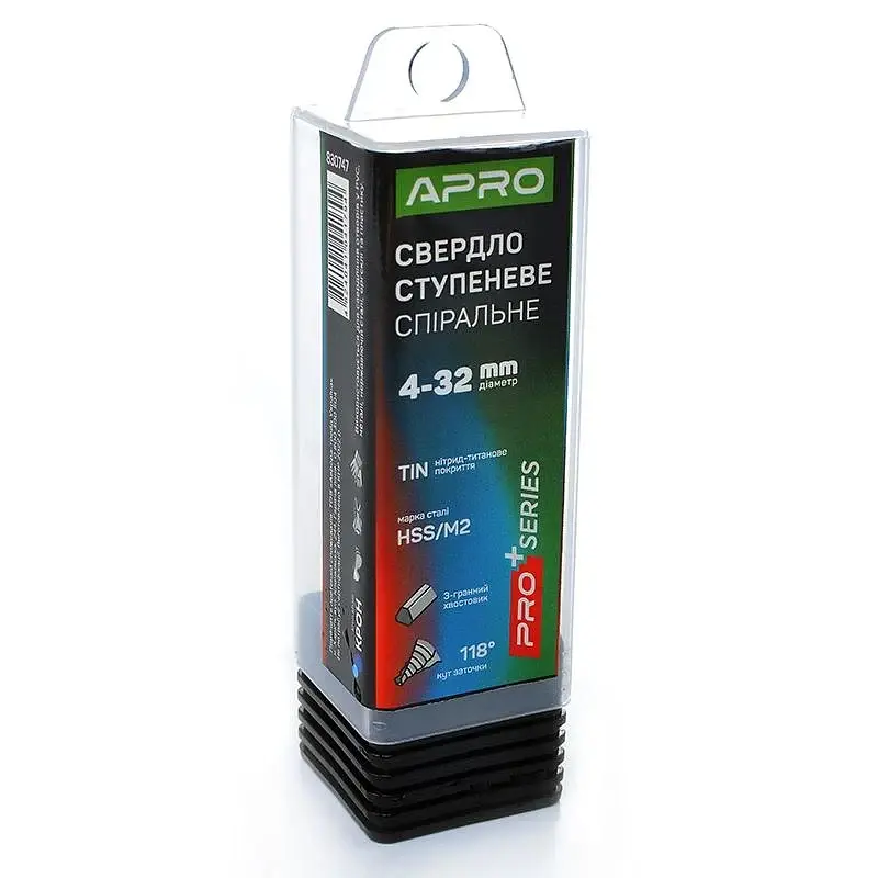 Свердло ступеневе спіральне Apro PRO 4-32 мм сталь HSS/M2 титанове покриття 30412 - фото 3