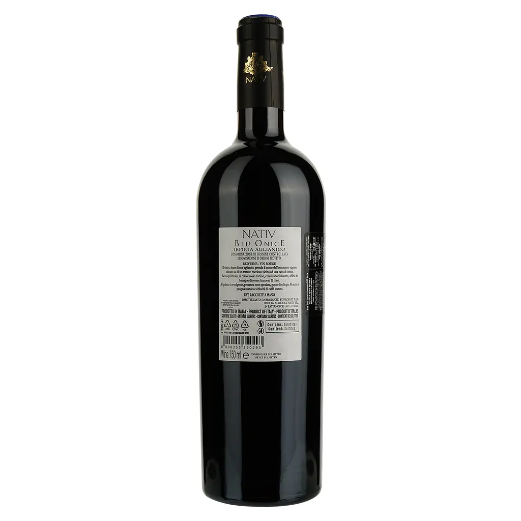 Вино Blu Onice Irpinia Aglianico Nativ, красное, сухое, 14,5%, 0,75 л - фото 2