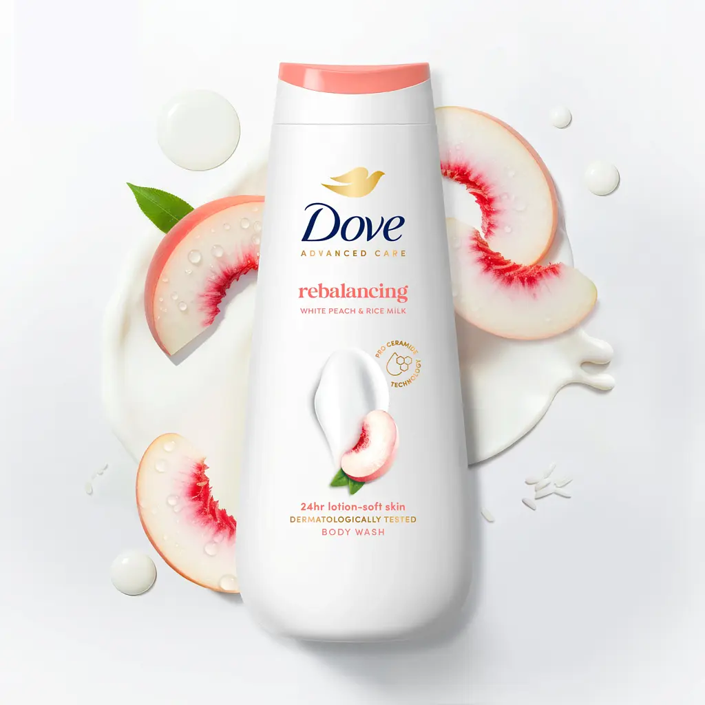 Гель для душу Dove White Peach & Rice Milk Rebalancing Shower Gel 400 мл - фото 2