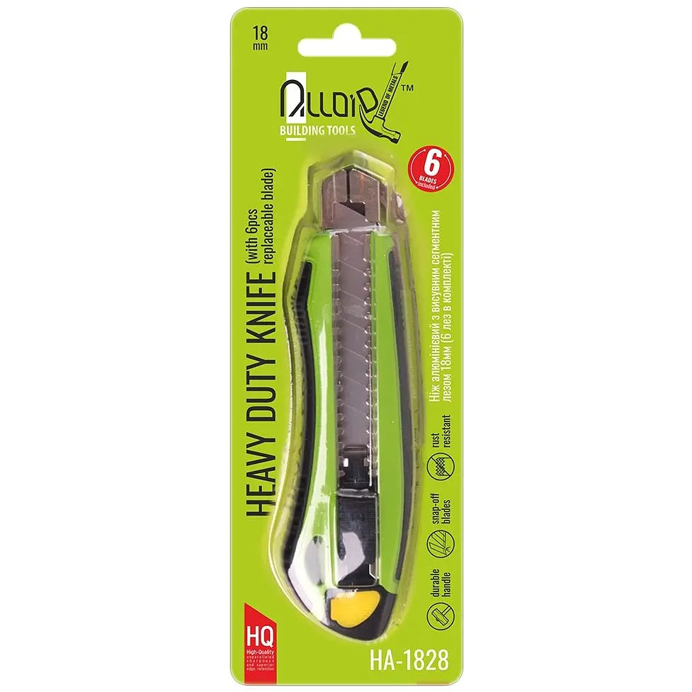Нож Alloid Building Tools алюминиевый прорезиненный с выдвижным сегментным лезвием 18 мм (HA-1828) - фото 3