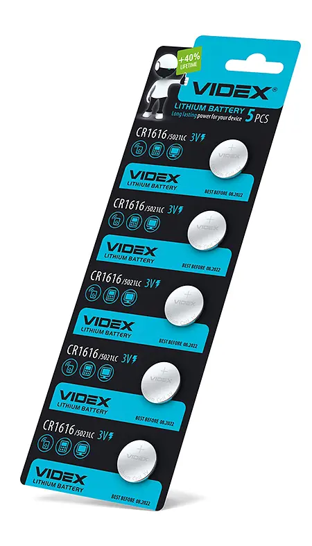 Батарейка літієва Videx CR1616 5шт BLISTER CARD VIDEX (23370-000) - фото 2